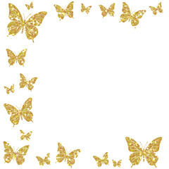 Magical Golden Glitter Butterflies and Sparkling Elements