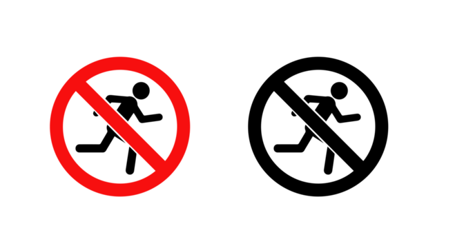 No Running Allowed – Clear Symbol for Safety Enforcement in Public and Indoor Spaces
