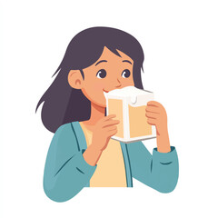 Girl happily holding and smelling a gift box