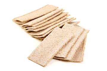Crispbread Stack, Rye Crackers, isolated on white background