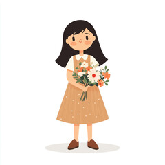 Girl holding a bouquet of flowers