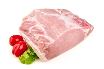 Pork Loin with Red Peppers and Lettuce, isolated on white background