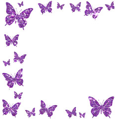 Magical Purple Glitter Butterflies and Sparkling Elements