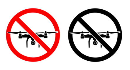 No Drone Zone – Bold Silhouette Sign for Restricted Airspace and Privacy Protection
