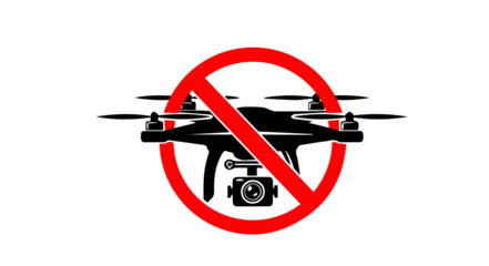 No Drone Zone – Bold Silhouette Sign for Restricted Airspace and Privacy Protection