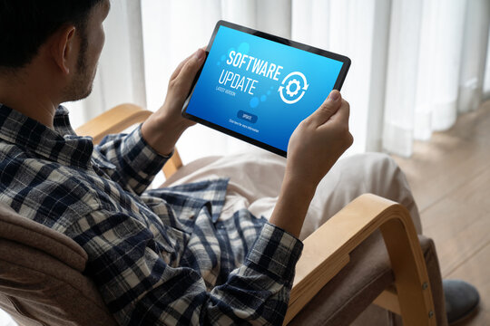 Software update on computer for modish version of device software upgrade - Powered by Adobe