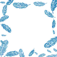 Floating Blue Glitter Feather Border Frame