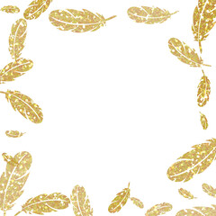 Floating Golden Glitter Feather Border Frame