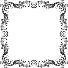 A filigree heraldic crest motif floral pattern border frame. Original design in a vintage style.