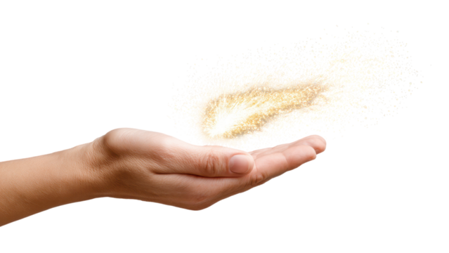 Hand Holding Magic Dust: Concept of Potential and Wonder