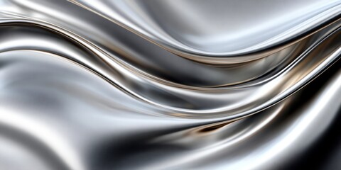 Sleek Abstract Background with Flowing Chrome Reflections for Dynamic Visual Impact and Style