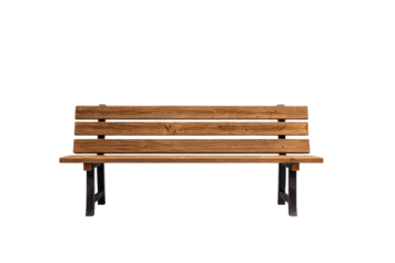 Wooden park bench with metal legs isolated on black background seat, Png, Isolated on Transparent Background, Cut Out