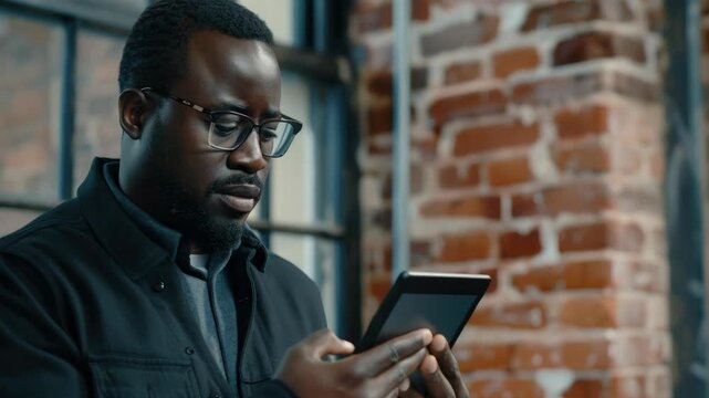 A man engrossed in his cellphone, conveying a sense of focus and modern connectedness.