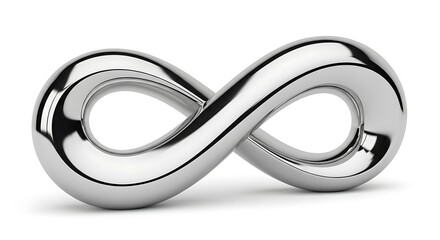 Shiny metal infinity symbol isolated on white background