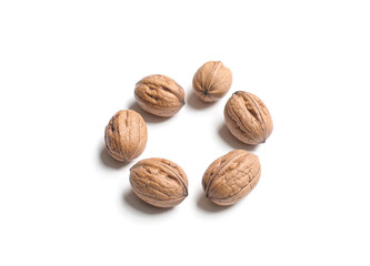 Walnuts isolated on white background