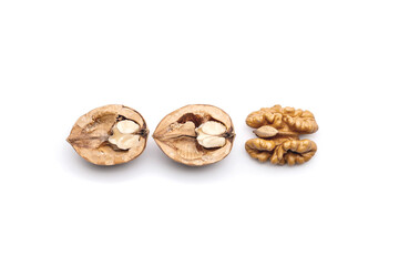 Walnuts isolated on white background