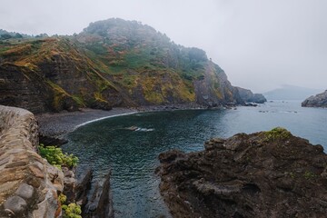 Dramatic Coastal Cliffs and Secluded Bay, Basque Coast, Northern Spain View