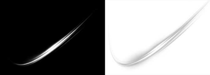 Elegant light streak overlay on contrasting black and white backgrounds, creating a dynamic visual effect for design projects and enhancing creative compositions with copy space