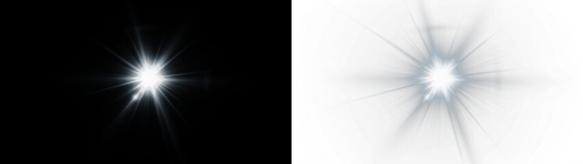 Bright starburst overlay effect on a contrasting black and white background, creating a dynamic visual element for design projects and enhancing creative compositions