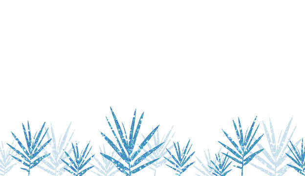 Blue Glitter Palm Leaves Borde