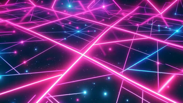 A digital landscape of pulsating pink and blue neon lights on a dark background, evoking an otherworldly or futuristic atmosphere. - Powered by Adobe