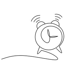 Simple alarm clock line vector, continuous line alarm clock image,alarm clock outline design vector,alarm clock lineart design stock