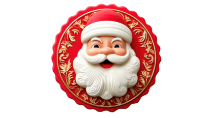 Santa Claus Delight: A cheerful Santa Claus radiates holiday cheer, his iconic beard, rosy cheeks, and twinkling eyes embodying the spirit of Christmas, set against a festive background.