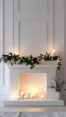 fireplace in living room with christmas decorations