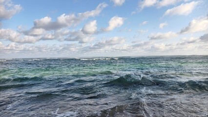 Dynamic Seascape with Rolling Waves and a Cloudy Sky