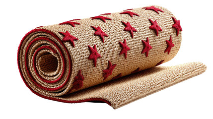 Rolled Up Carpet with Stars: A vibrant, rolled-up carpet adorned with striking star patterns, showcasing the allure of design and domesticity.
