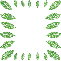 Vibrant Green Glitter Leaves Border Frame with Copy Space