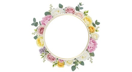 Beautiful floral wreath with copy space for text, perfect for invitations, greetings, and decorations