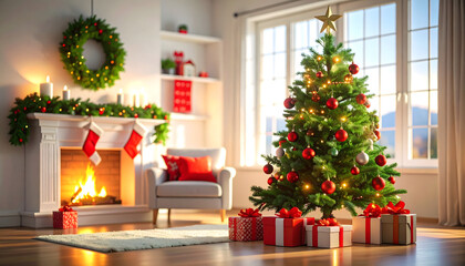christmas tree with candy canes decorations and gifts