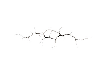 Cracked surface texture with branching fissures against black background fracture break, Png, Isolated on Transparent Background, Cut Out