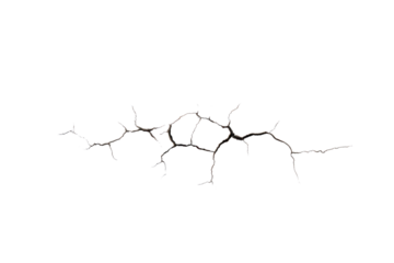 Cracked surface texture with branching fissures against black background fracture break, Png, Isolated on Transparent Background, Cut Out