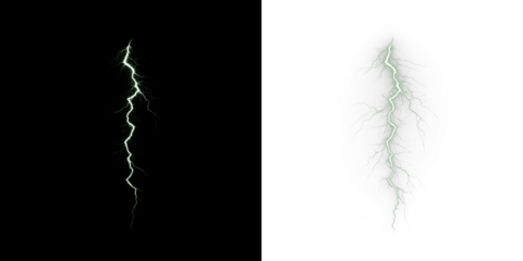 Lightning bolt illustration with dramatic contrast against dark and light backgrounds, showcasing dynamic energy and natural power, perfect for creative design projects and visual storytelling