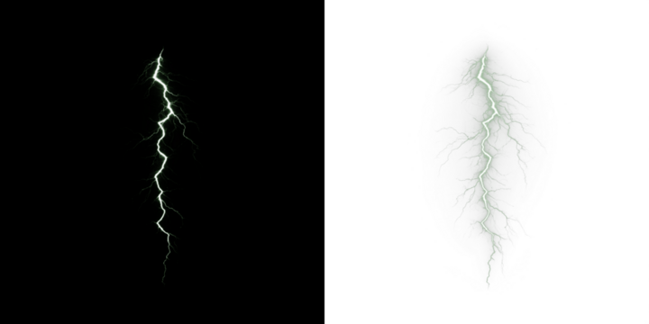 Lightning bolt illustration with dramatic contrast against dark and light backgrounds, showcasing dynamic energy and natural power, perfect for creative design projects and visual storytelling