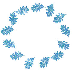 Blue Glitter Oak Leaves Wreath Frame