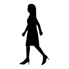Woman is Walking Forward Silhouette. Vector Illustration. 
