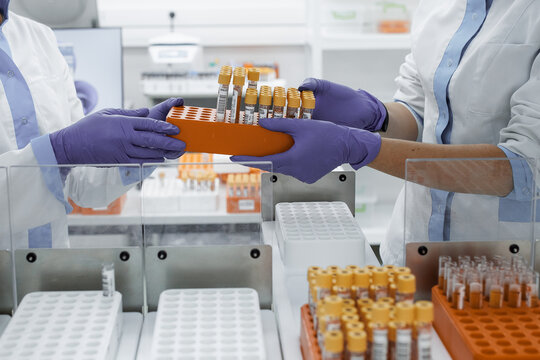 laboratory analysis, doctor passes from hand to hand