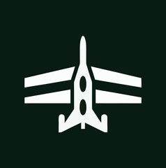 Stealth fighter jet vector icon on black background, ideal for modern aviation graphics, military logos, and defense branding.