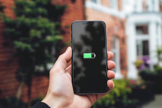 Generative AI low battery on modern smartphone outdoor.