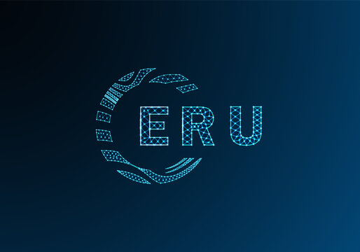 ERU low poly letter logo vector design. ERU lower poly logo design. ERU unique low poly logo design.