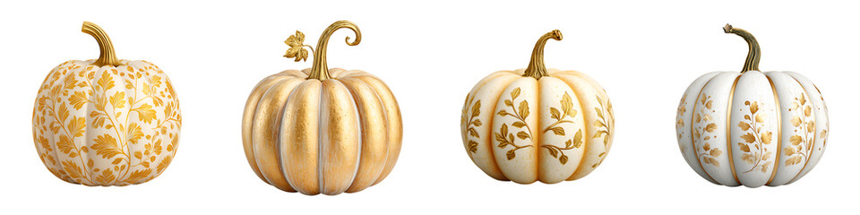 Elegant Gold and White Pumpkins: Autumn Decor, Thanksgiving