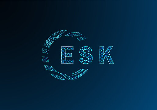 ESK low poly letter logo vector design. ESK lower poly logo design. ESK unique low poly logo design.