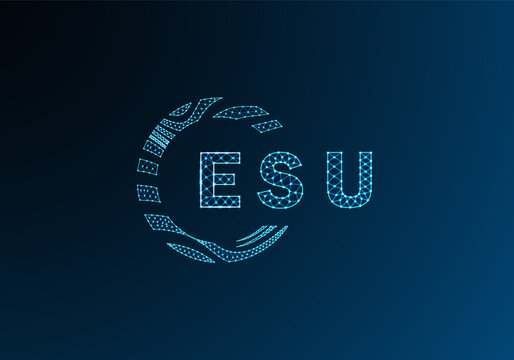 ESU low poly letter logo vector design. ESU lower poly logo design. ESU unique low poly logo design.