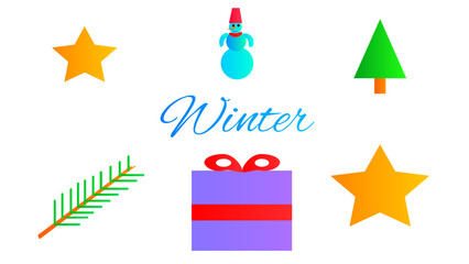 set of colorful christmas decorations