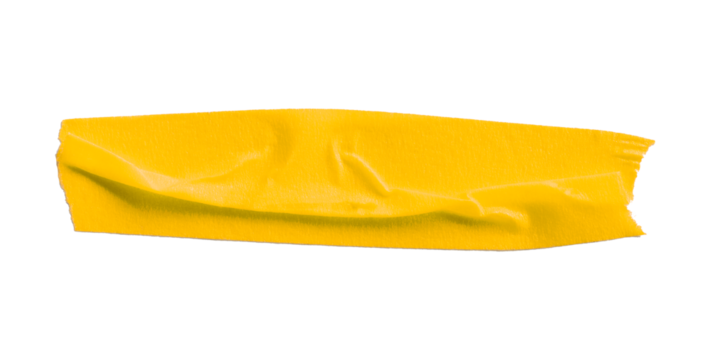Yellow masking tape, plastic scotch, on a transparent background.