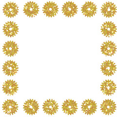 Golden Glitter Cogwheel Gear Border Frame