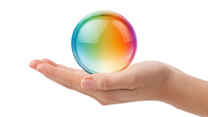 Hand Holding Rainbow Colored Bubble - Hope, Dreams, Positivity